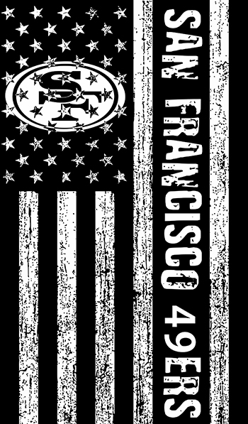 San Francisco 49ers Black And White American Flag logo vinyl decal